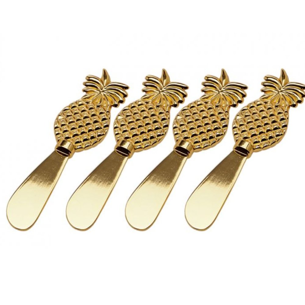 NEW Shiraleah Set of 4 Gold Pineapple Spreaders